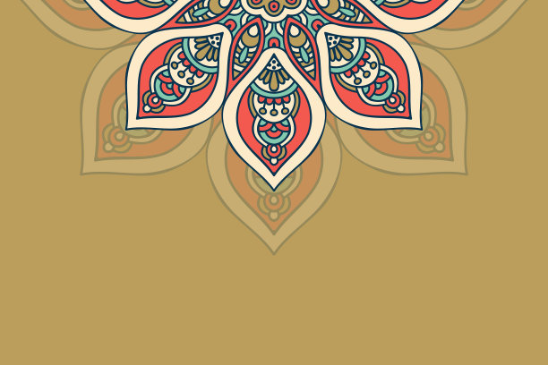 色彩丰富的背景与曼陀罗模板图片下载