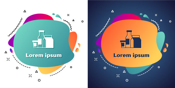 白色奶制品图标隔离在白色和蓝色图片下载