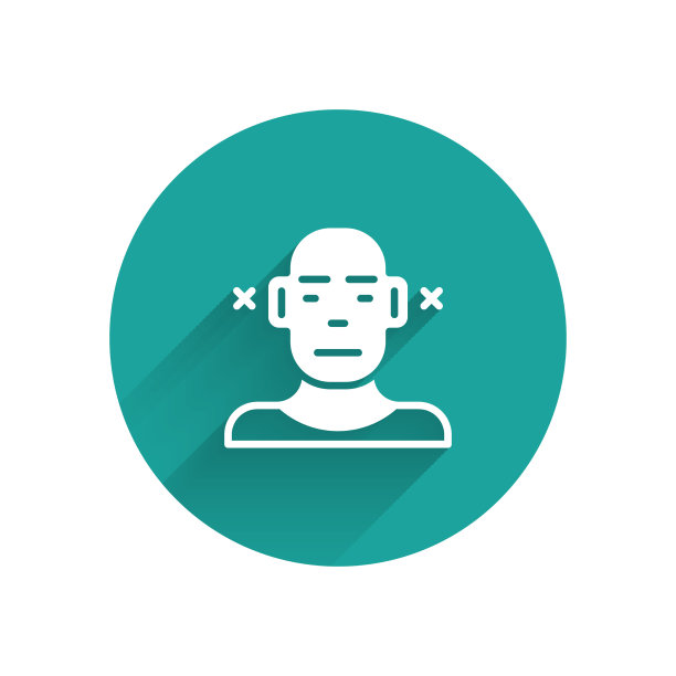 白色耳聋图标孤立长影图片下载