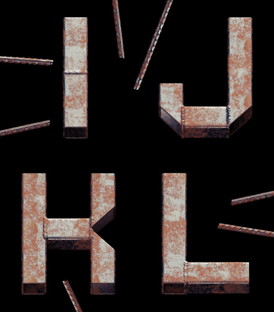 3d渲染粗糙焊接字体与古董锈蚀表面图片下载