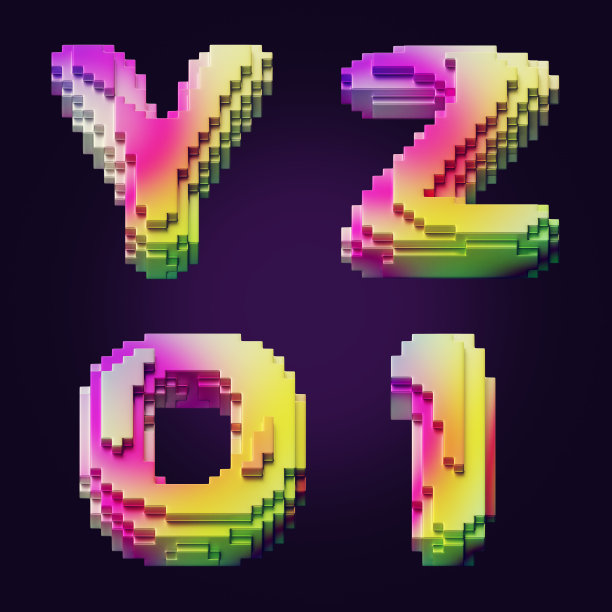 彩色字母的三维渲染由立方体块。图片下载