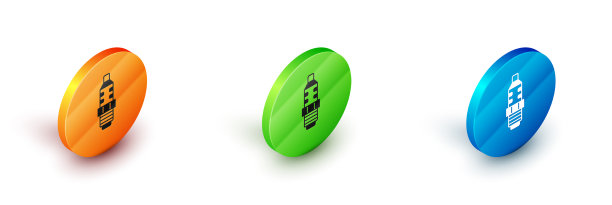 等距汽车火花塞图标隔离在白色图片下载