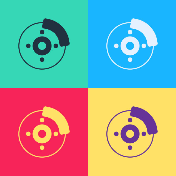 波普艺术汽车制动盘与卡钳图标隔离图片下载