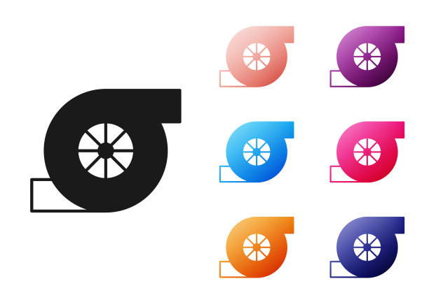 黑色汽车涡轮增压器图标隔离图片下载