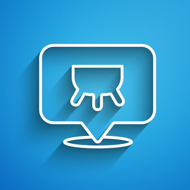 白色线乳房图标孤立在蓝色背景图片下载