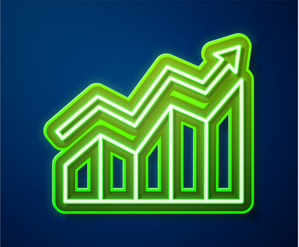 发光的霓虹线财务增长增加图标图片下载