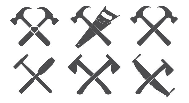 木工会徽元素平面风格孤立上图片下载