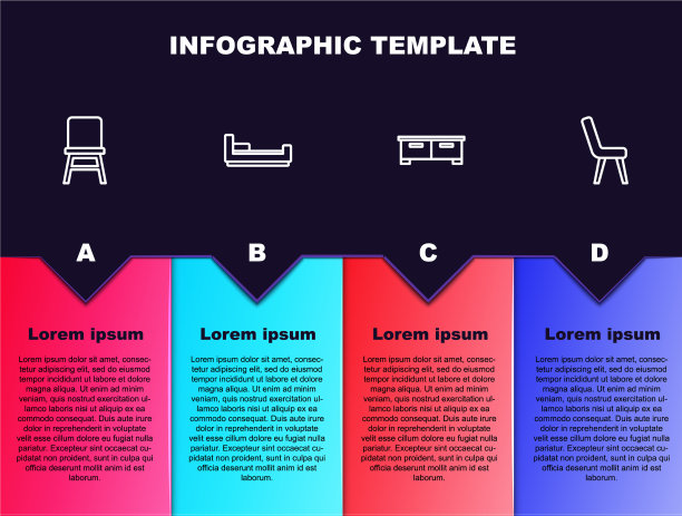 设置线椅子，床，衣柜，抽屉和扶手椅图片下载