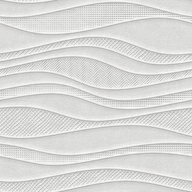 石膏墙无缝纹理与波浪图案，墙模板，拼接图案，3d插图图片下载