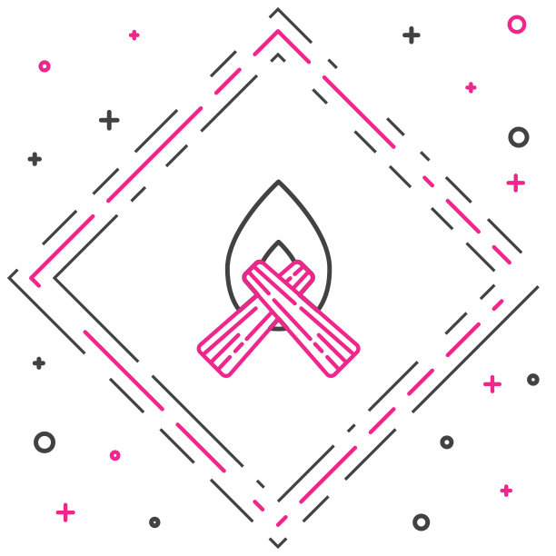 线篝火图标孤立的白色背景图片下载