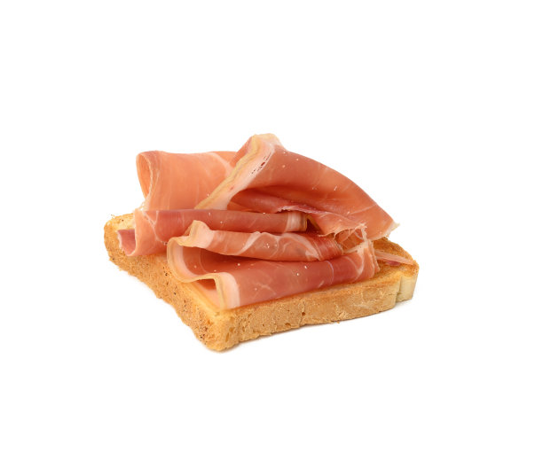 三明治与一片白面包和火腿孤立在白色背景图片下载