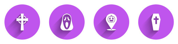 设置墓碑与十字架滑稽和可怕的鬼魂图片下载