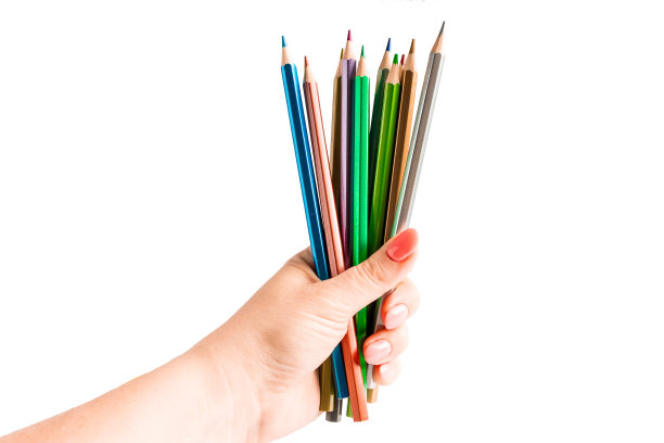 一套彩色铅笔在白色的背景。回到学校的概念。图片下载