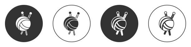 黑色纱线球与针织针的图标图片下载