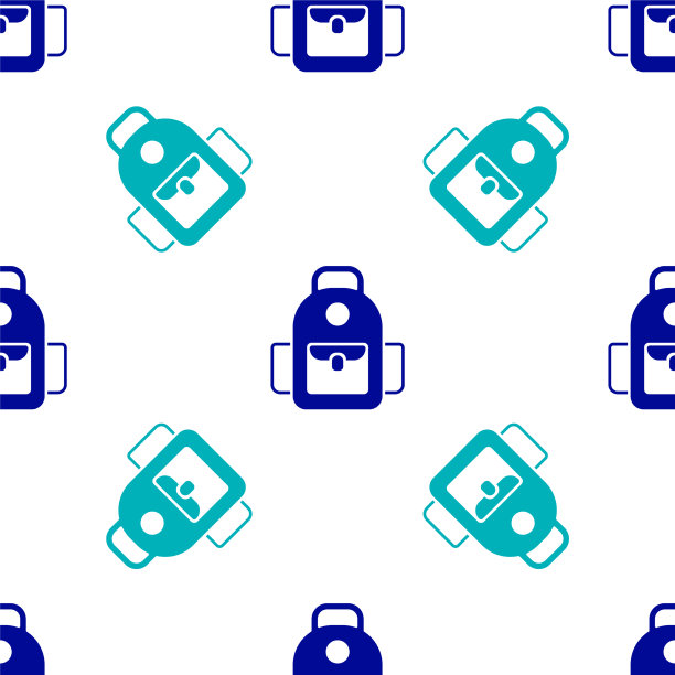 蓝色学校背包图标孤立无缝图片下载