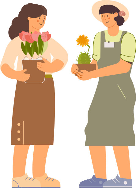 女性花匠平面构图图片下载