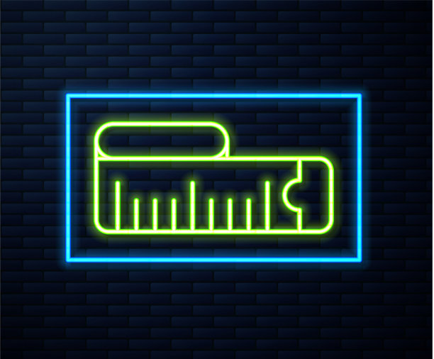 发光的霓虹灯线卷尺测量图标隔离图片下载