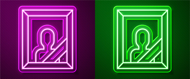 发光的霓虹线黑色丧服相框图片下载