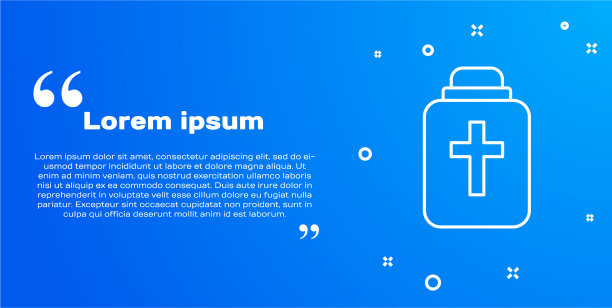 白色线葬礼骨灰瓮图标孤立在蓝色图片下载