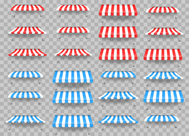 户外遮阳篷，咖啡厅、商店橱窗。图片下载