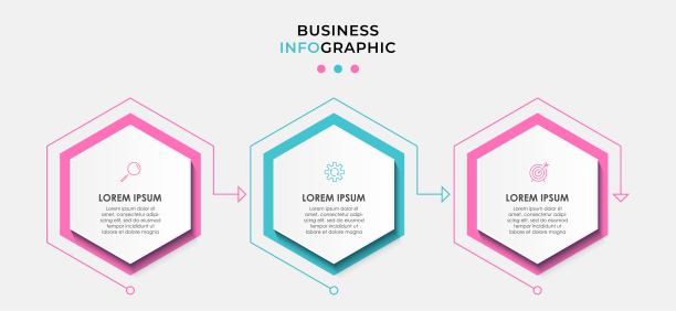 矢量图形设计业务模板与图标和3个选项或步骤。可用于流程图，演示文稿，工作流布局，横幅，流程图，信息图图片下载