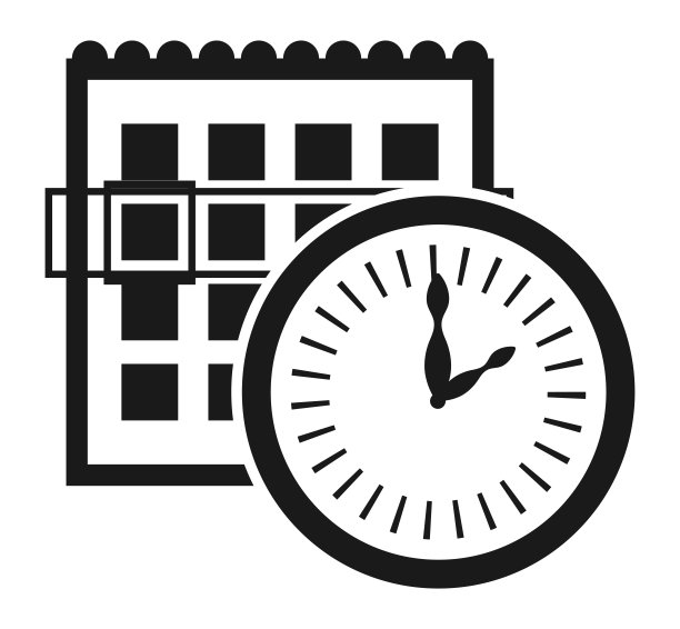 日历图标与时钟。图片下载