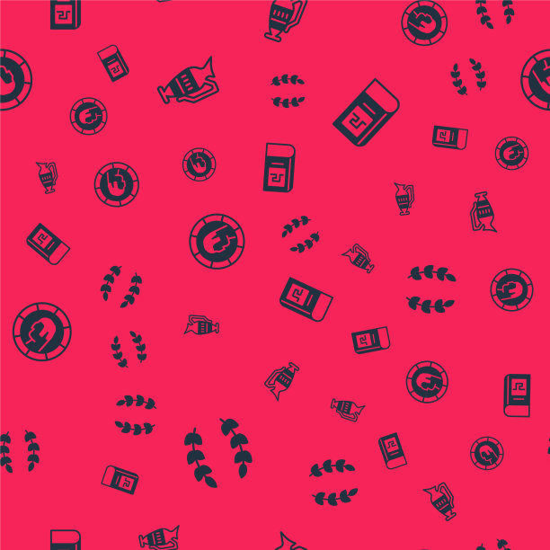 设置月桂花环古代双耳罐希腊硬币图片下载