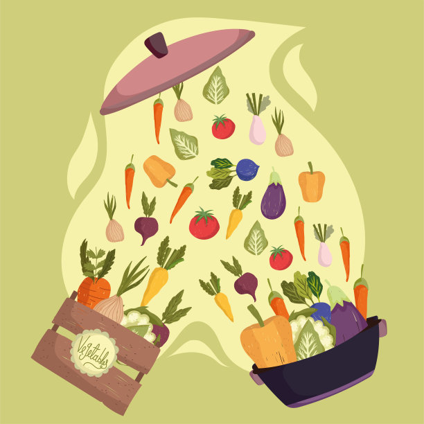 蔬菜在锅和盒子图片下载