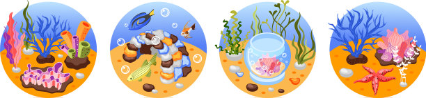 鱼缸等距构图集图片下载