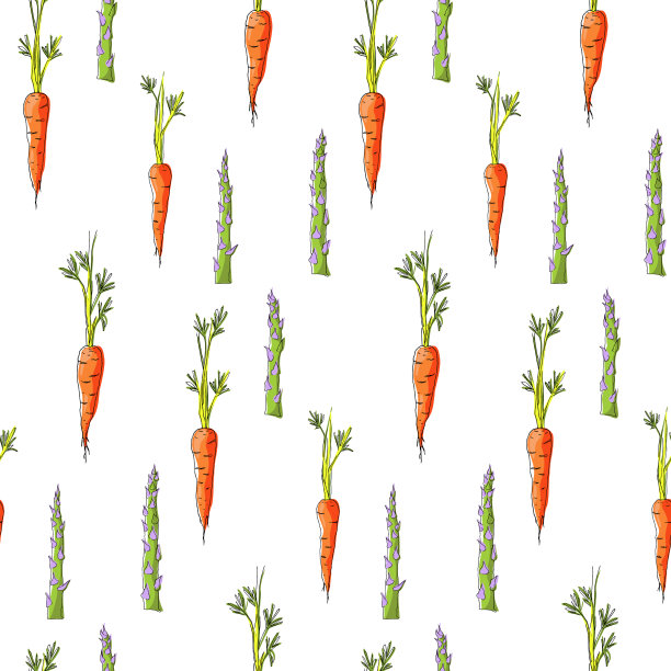 无缝模式与胡萝卜和芦笋图片下载