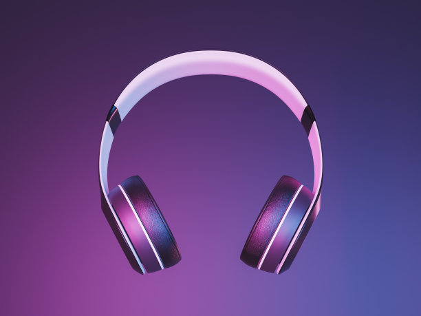 无线耳机上的霓虹灯背景图片下载