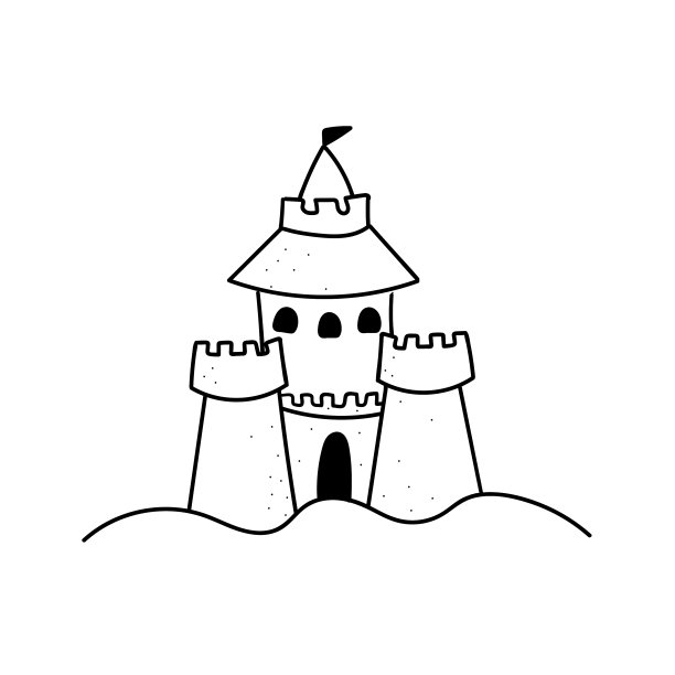 手绘涂鸦沙堡孤立图片下载