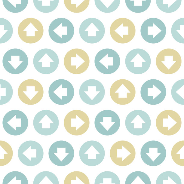 在白色背景上有圆形和箭头的无缝图案。图片下载