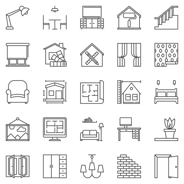 室内设计大纲概念图标集图片下载