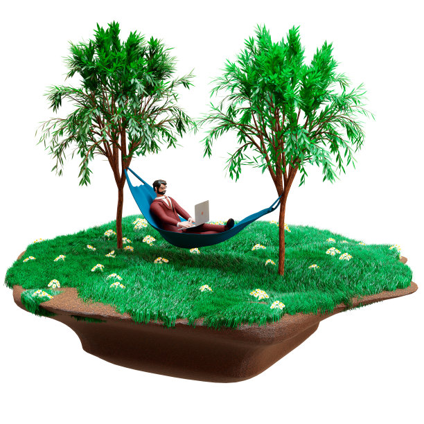 卡通商人在笔记本电脑前工作。概念艺术的娱乐和工作的乐趣图片下载