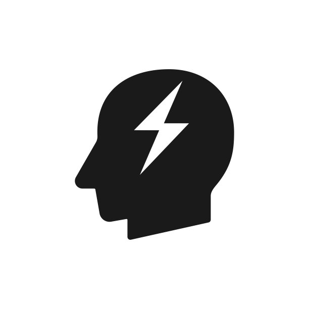 人的头与网闪电标志剪影黑色矢量插图图片下载