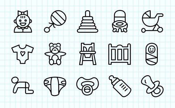 婴儿用品涂鸦图片下载