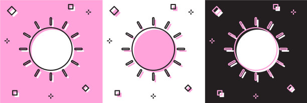 设置太阳图标孤立在粉红色和白色黑色图片下载