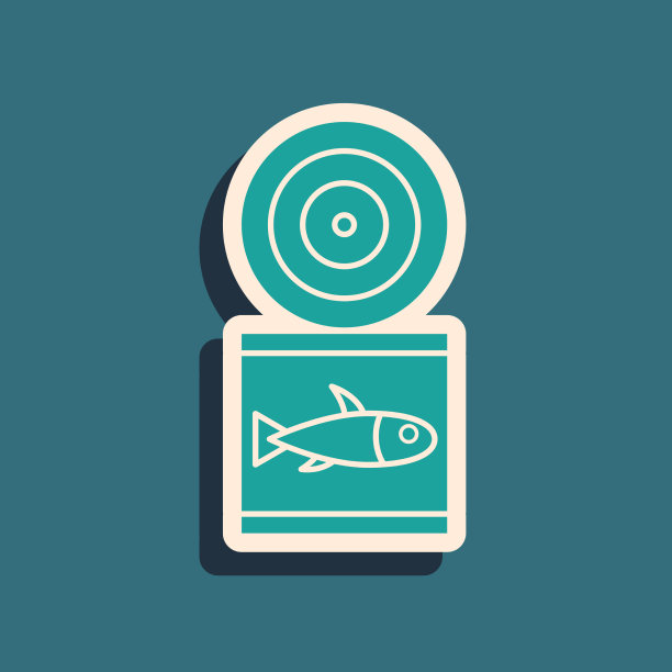 绿色罐头鱼图标孤立在绿色上图片下载