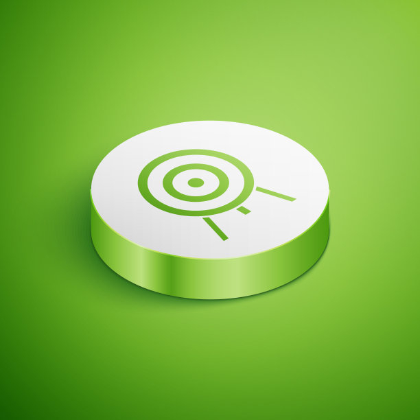 等距目标图标隔离在绿色背景上图片下载