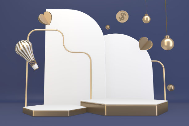 深蓝色的摘要，化妆品的领奖台。三维渲染图片下载