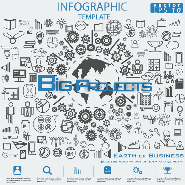 插图业务。设计理念和概念思考创意。对于成功，计划，思考，搜索，分析，沟通，未来的想法创新技术现代。图片下载