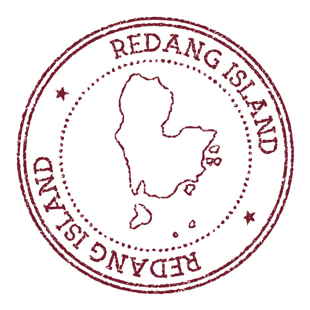 大唐岛圆形橡皮图章附有岛图。图片下载