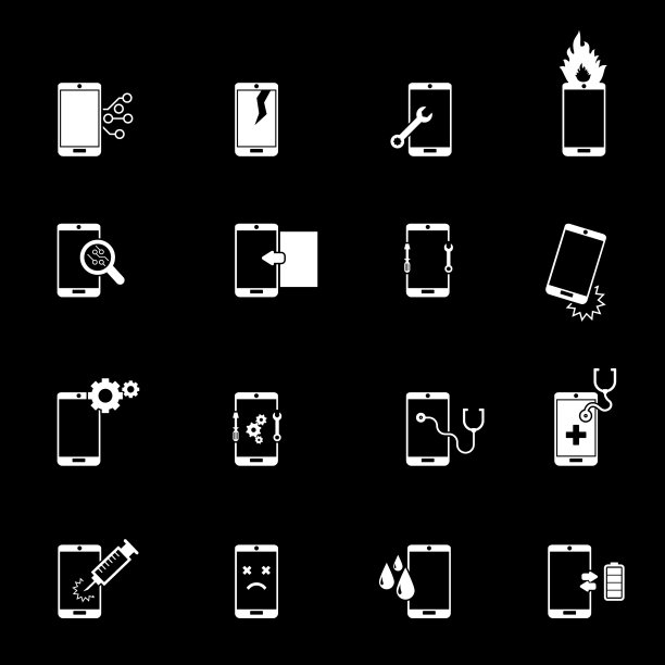 智能手机维修图标设置。矢量图图片下载