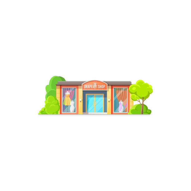 布面店外立面孤立的店面设计图片下载