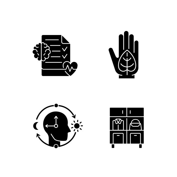 积极进步的生活黑色象形图标设置在空白图片下载