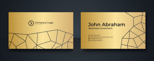 现代名片-创意和干净的名片模板。豪华名片设计模板。优雅的金色黑色背景与抽象的金色元素。矢量图图片下载