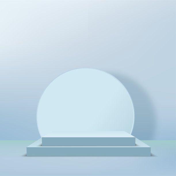 抽象背景与蓝色几何三维平台。矢量图图片下载