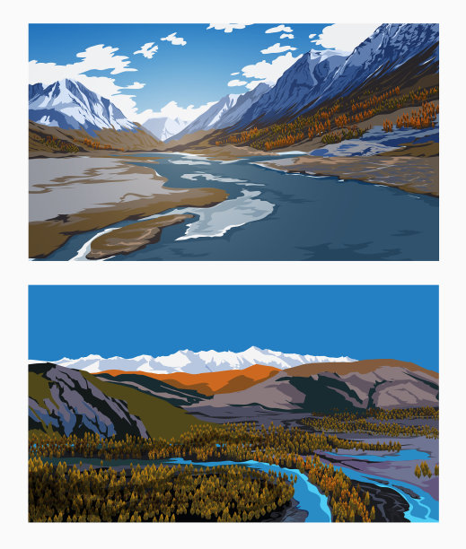 美丽的春天或冬天的风景与蓝色图片下载