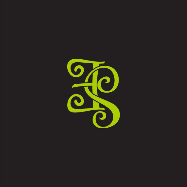 字母es曲线绿色丝带标志图片下载